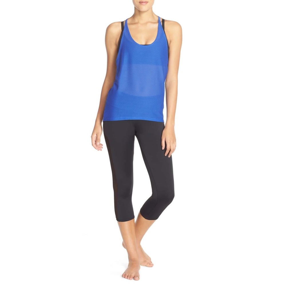 new Onzie ✦ Mesh Tuxedo Stripe ✦ Yoga Capri Cropped Pants ✦ Black Medium / Large - Picture 3 of 12